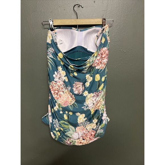 Jantzen Floral One Piece Swimsuit Blue Swim Sz 10 - Picture 2 of 4